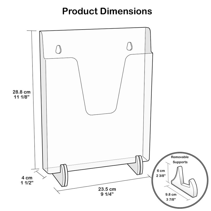 Acrimet Pocket File Holder Vertical Design Brochure Display (for Wall Mount or Countertop Use) (Removable Supports Included) (Letter Size) (Black Color) - Image 5